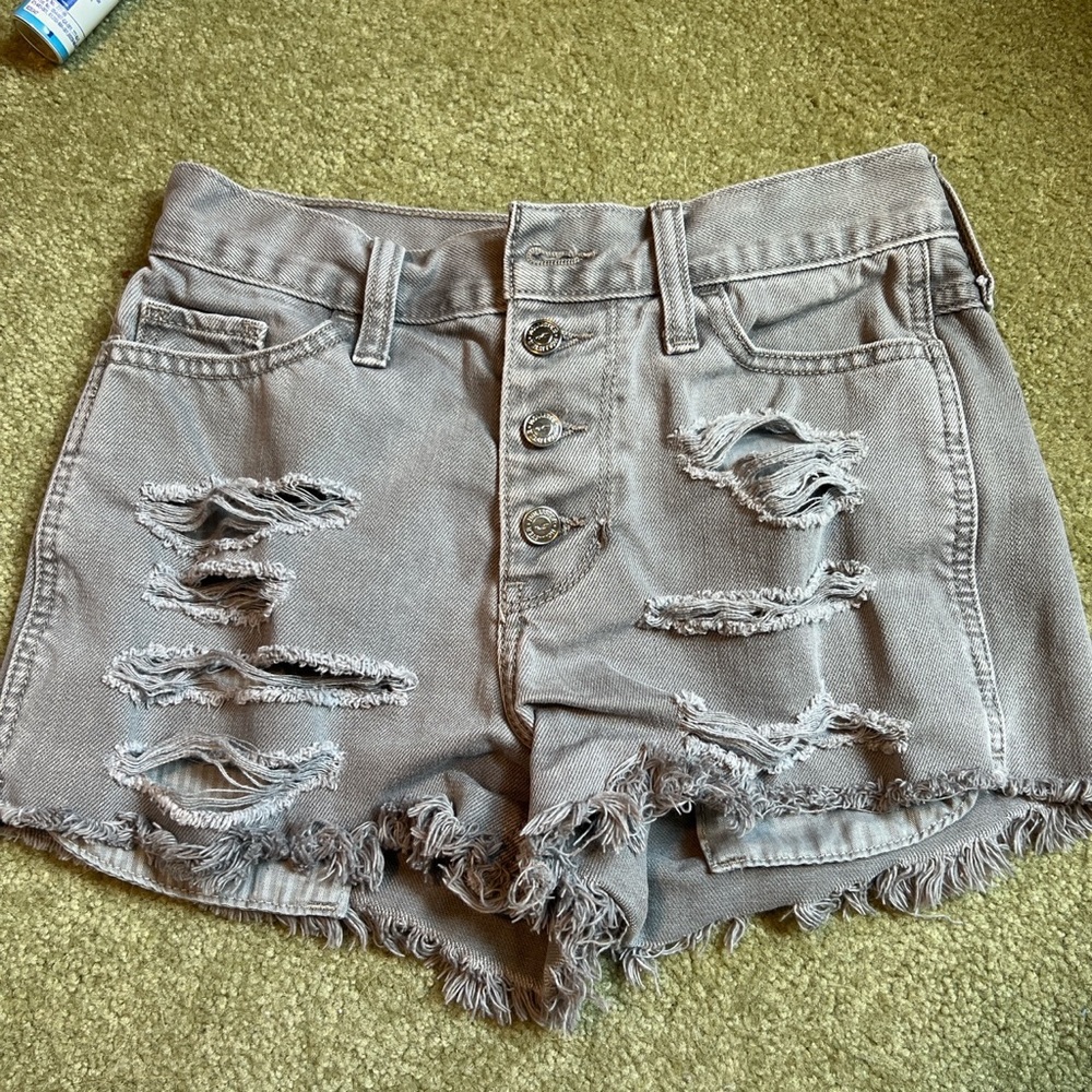 Gray high waisted ripped jeans hollister
